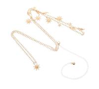 Baluue Adjustable Double Waist Chain Belt for Women Metal Sun Moon Star Body Jewelry with Sunflower Accent Elegant Gold Waist Accessory for Jeans Dresses and Party Outfits