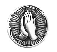 Baluue Alloy Vintage Sacred Hand Brooch Praying Badge Virgin Mary Collar Pin Silver Religious Lapel Pin for Women Accessories