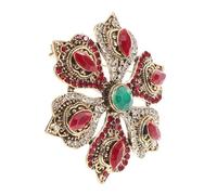 Baluue Baroque Vintage Rhinestone Brooch Pin for Women Gold Red Crystal Flower Lapel Pin Elegant Holiday Jewelry Accessory for Christmas Anniversary Celebration