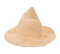 Baluue Beige Halloween Witch Hat Knitted Cap for Adults, Cotton Material Keeps Head Warm and Resists Deformation, Stylish Novelty Witch Hat Suitable for Masquerade and Festive Party