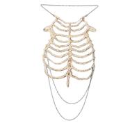 Baluue Beige Plastic Skeleton Rib Cage Costume Prop with Hollow out Design and Adjustable Back Chain Clasp, Portable and Modular Halloween Party Festival Accessory for Cosplay Events