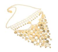 Baluue Belly Dancer Veils Mask Belly Dance Tribal Face Veil Unique Tribal Design Alloy Lightweight Easy Costume Pairing Women Cosplay Events Multi-layered Tassel Golden