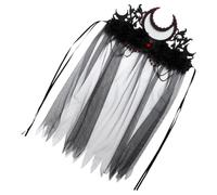 Baluue Black Gothic Crown Tiara Headband with Elastic Fit and Rhinestone Details, Vintage Felt and Mesh Material, for Halloween Decoration and Stage Performances