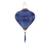 Baluue Blue Vietnamese Silk Lantern Vintage Chinoiserie Tassel Lampshade for Wedding Party Decorations Chinese Year Oriental Hoian Accent