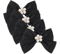 Baluue Bow for Wedding and Birthday with Cloth and Metal Material 2 Pairs Black Shoe Clips Reusable Shoe Decor Serving Life for Women