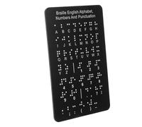 Baluue Braille Alphabet and Number Board with Raised Script Dots, Black Braille Writing Pad for Beginners, Tactile Literacy Training Tool for Blind Students and Adults