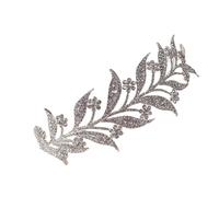 Baluue Bride Headdress Wedding Crown Rhinestone Headband Silver Alloy Leaves Shaped Delicate Luxurious Eye-catching Hair Accessory for Photography