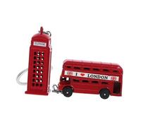 Baluue British London Bus Telephone Booth Keychain Set, 2pcs Vintage Zinc Alloy Souvenir Keyrings for Travel, Car Keys, Bag Charms, Metal Hanging Ornaments