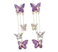 Baluue Butterfly Zircon Dangle Earrings for Women Purple Crystal Drop Jewelry with Elegant Movement Versatile Bling Accessory for Casual and Formal Occasions Charming Gift for Birthdays