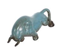 Baluue Ceramic Bull Sculpture Feng Shui Ox Statue for Prosperity and Wealth Ceramic Miniature Animal Figurine for Tea Ceremony Office Desk Living Decor with Chinese Zodiac Symbolism