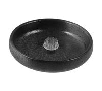 Baluue Ceramic Flower Pin Holder with Metal Kenzan Plate Vintage Ikebana Flower Frog for Floral Arranging Supplies Shallow Pottery Vase Accessory for Bouquet Design and Home Decor