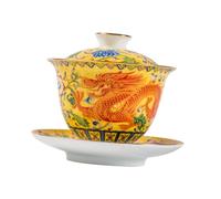 Baluue Ceramic Gaiwan Tea Cup Set with Saucer Home Decor Chinese Tea Cups for Brewing Delicate Smooth Craftsmanship Multi-use for Office Restaurant Practical and Safe