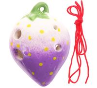 Baluue Ceramic Strawberry Shaped 6 Holes Ocarina Musical Instrument for Beginners Children Easy to Blow Practice Instrument in Purple