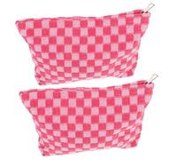 Baluue Checkered Makeup Bag Set 2pcs Large Capacity Travel Zippered Storage Pouches for Women Feminine Product Organizer Cosmetic Toiletry Pouch