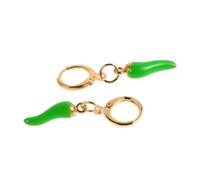 Baluue Chili Pepper Hoop Earrings for Women Fun Vegetable Dangle Jewelry Italian Horn Design Unique Green Food Earrings Chic Gold Plated Accessory
