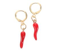 Baluue Chili Pepper Hoop Earrings for Women Trendy Small Gold Hoops with Red Charms Funky Italian Horn Jewelry for Casual or Party Wear