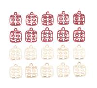 Baluue Chinese and Pendant Making, Alloy Material 60pcs Double Happy Pendant Charms with Red and Golden Colours, Romantic and Beautiful Wedding Accessories for Wedding Dress Decoration