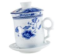Baluue Chinese Traditional Ceramic Tea Cup with Lid and Filter Premium Porcelain Beverage Mug for Loose Leaf Tea Brewing Smooth Surface Collection for Home and Office Use