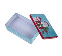 Baluue Christmas Cookie Tin Rectangular Multi-purpose Tinplate Candy and Chocolate Box with Lid Portable Packaging for Christmas Party and Xmas Gifts
