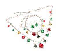 Baluue Christmas Jingle Bell Jewelry Set for Women Handmade Holiday Necklace Bracelet Earrings with Festive Drop Earrings Lightweight Comfortable Fit Elegant Xmas Party Accessories Gift