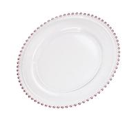 Baluue Clear Glass Dinner Plate Rose Gold Electroplated Food-Grade Tray for Western Steak Fruit Dessert Serving Smooth Surface Compact Design Stackable Nordic Style Tableware