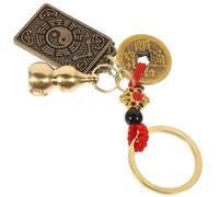 Baluue Copper Gourd Keychain Year of the Rabbit Pendant, Feng Shui Five Emperor Coins and Red Rope, Decorative Bag Hanging Ornament and Rabbit Key Ring for Lucky Accessories