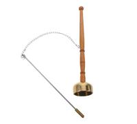 Baluue Copper Temple Hand Bell with Wooden Handle, Small Buddhist Prayer Chime Instrument for Meditation and Rituals, Spiritual Handheld Copper Chime for Buddha Worship