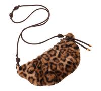Baluue Crossbody Bag Cozy Touch Leopard Print for Women Plush with Adjustable Strap and Crescent Shape, Fashion Tote Bag for Autumn and Winter Holiday Outings