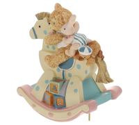 Baluue Cute Bear Rocking Horse Cartoon Music Box with Classical Melody, Resin Desktop Ornament for Home Décor, Creative Tabletop Musical Figurine
