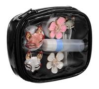 Baluue Cute Lens Case Portable Dual-Compartment Fox Design Storage Box Small Lens Holder for Daily Travel Use
