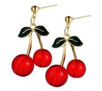 Baluue Delicate Cherry Earrings for Women Dangle Drop Fruit Jewelry Comfortable Lightweight Sweet Minimalist Accessories for Girlfriends Mothers Sisters