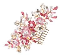 Baluue Delicate Pink Rhinestone Hair Comb Floral Alloy Design for Bridal and Holiday Use, Comfortable to Wear, Not Easy to Break Wedding Hair Accessory for Bride and Bridesmaid