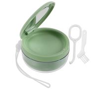 Baluue Denture Cleaning Case and Removable Strainer Basket with Leakproof Seal Lid Light Green Retainer Storage Box with Brush and Mirror, Compact Travel Container for False Teeth