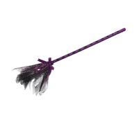 Baluue Detachable Foil Mesh Witch Broomstick with Purple Spider Web Netting and Ribbon Bow Lightweight Halloween Witch Broom for Costume Cosplay Party Decor Indoor and Outdoor Use