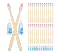 Baluue Disposable Manual Toothbrushes Individually Wrapped Plastic Travel Toothbrush Set 100pcs with Small Toothpaste Portable and Practical for Hotel and Trip Use