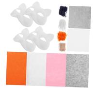 Baluue DIY Plush Blank Unpainted Masquerade Masks with Eye Mesh for Halloween Cosplay Party Crafting Soft Comfortable Material Masks with Felt Fur Strips and Accessories