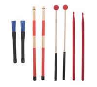 Baluue Drum Brushes Set Percussion Accessories Mallet Bag for Boys and Girls Adults Drummer Practice Includes Red Drumsticks Blue Nylon Brushes and Wood Drum Sticks