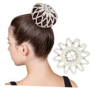 Baluue Elastic Hair Snood Hair Net Pearl Design Practical Plastic Crochet Hairnet for Dancing and Gymnastics for Secure Hold