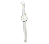 Baluue Fashion Retro PU Wristwatch for Men and Women Silver Casual Couple Watch with Mechanical Movement Skin-Friendly Glass Stylish