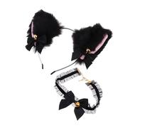 Baluue Fashionable Festival Hairband and Lace Bell Collar Cute Cat and Fox Ears Headband with Bow Decorative Party Costume Accessory for Weddings and Outdoor Events