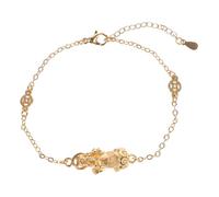 Baluue Feng Shui Fortune Bracelet with Golden Pi Yao Charm Wealth Amulet Jewelry for Men Women Stylish Coin and Ingot Design Protective Symbol for Luck and Prosperity Gift
