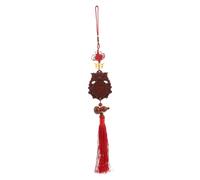 Baluue Feng Shui Peach Wood Bagua Mirror Ornament with Animal Head and Tassel Gourd Pendant for Dual Protection Hand-carved Home Decor Enhancing Luck Wealth and Harmony Easy to Hang