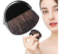 Baluue Flat Blush Brush Mini Half Brush with Soft Nylon Bristles, Small Size Face Powder Contour Bronzer for Handbag On The Go Touch Ups