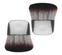 Baluue Flat Makeup Brushes Set with Soft Fiber Bristles 2pcs for Women, Sl lack Handle for Powder, Blush, Bronzer, and Travel Use