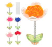 Baluue Flower and Stylish Flocking Elegant Material, 6pcs Mini Ornament Set with Shaking Decoration for Easy Attachment and Cozy Car Dashboard Interior