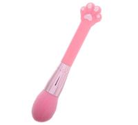 Baluue Fluffy Powder Brush Cat Paw-shaped Long Handle Design Resistant to Shedding Pink Makeup Brush for Women and Face Makeup Travel Tool