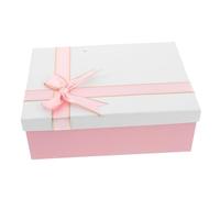Baluue Foldable Box Lid 25x18x8.5cm Paper Keepsake Box Bow for Wedding Party Birthday Christmas Presents