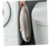 Baluue Foldable Plastic Mop Bucket Portable Labor-saving Cleaning Accessory for Hardwood Tile Concrete Floors Space-saving Collapsible Barrel for Household Use Beige