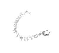 Baluue Geometric Tassel Nose Clip and Ear to Nose Chain Earrings in Silver Alloy with Unique Structure for Soiree and Dancing Party Punk Style