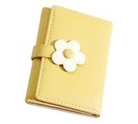 Baluue Girls Tri-fold Pu Wallet with Flower Pattern, Compact Key Coin Purse for Students, Stylish Yellow Change Purse for School and Daily Use